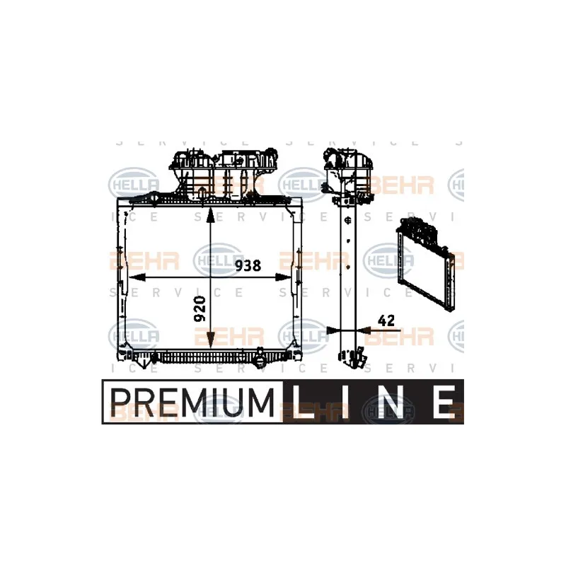 Radiateur, refroidissement du moteur HELLA 8MK 376 721-681