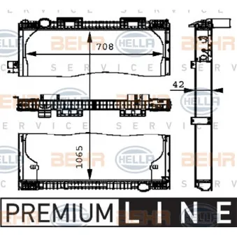 Radiateur, refroidissement du moteur HELLA 8MK 376 721-461