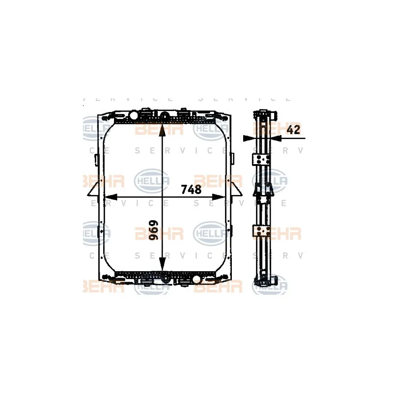 Radiateur, refroidissement du moteur HELLA 8MK 376 721-521
