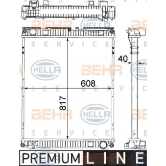 Radiateur, refroidissement du moteur HELLA 8MK 376 714-211