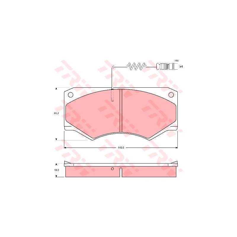 Jeu de 4 plaquettes de frein avant TRW GDB1067