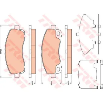 Jeu de 4 plaquettes de frein arrière TRW