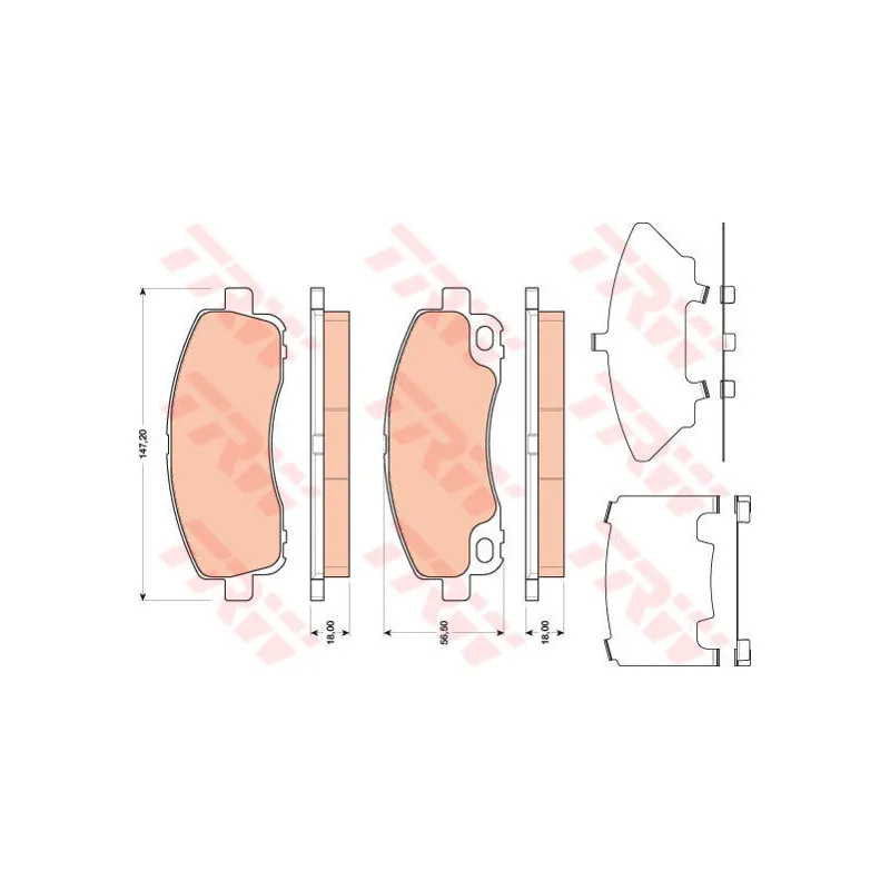Jeu de 4 plaquettes de frein arrière TRW GDB3487