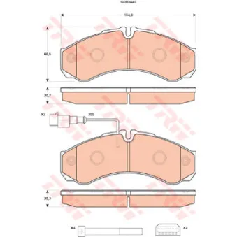 Jeu de 4 plaquettes de frein arrière TRW