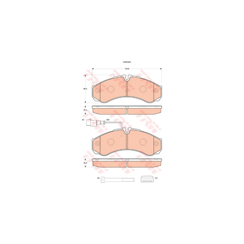 Jeu de 4 plaquettes de frein arrière TRW GDB3440
