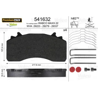 Jeu de 4 plaquettes de frein arrière VALEO