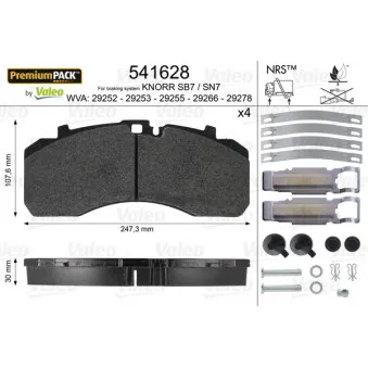 Jeu de 4 plaquettes de frein avant VALEO