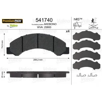Jeu de 4 plaquettes de frein avant VALEO
