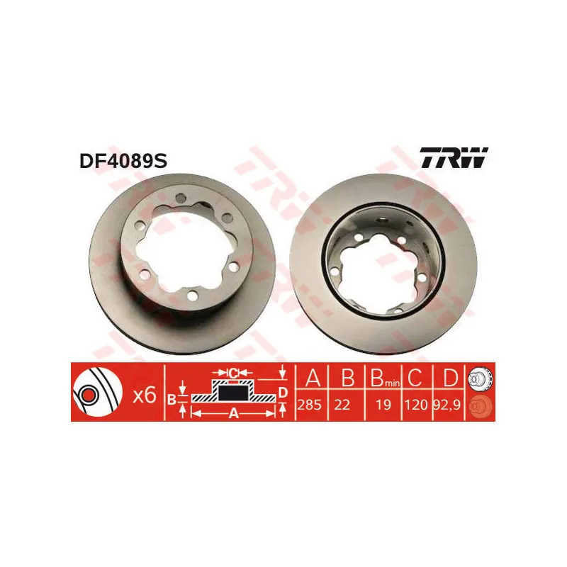 Jeu de 2 disques de frein arrière TRW DF4089S