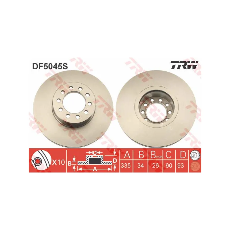 Jeu de 2 disques de frein avant TRW DF5045S