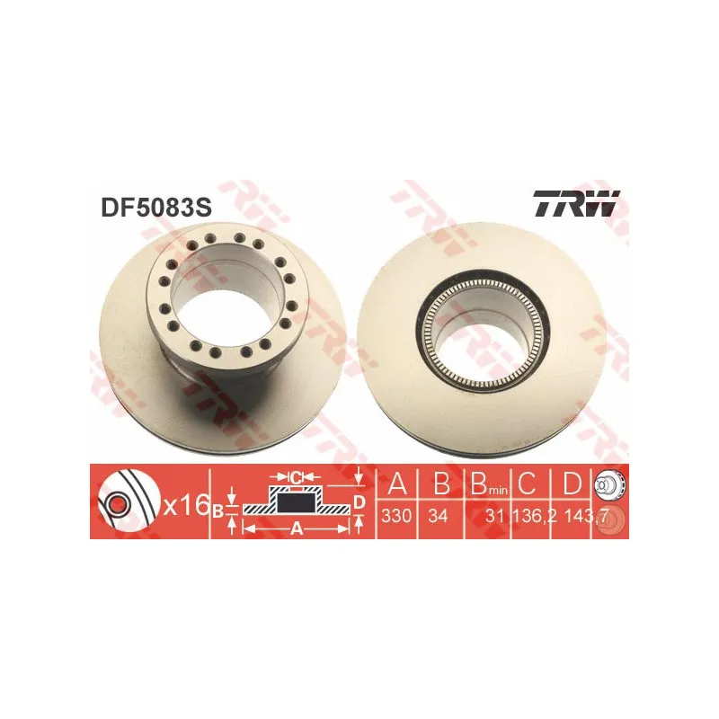 Jeu de 2 disques de frein avant TRW DF5083S