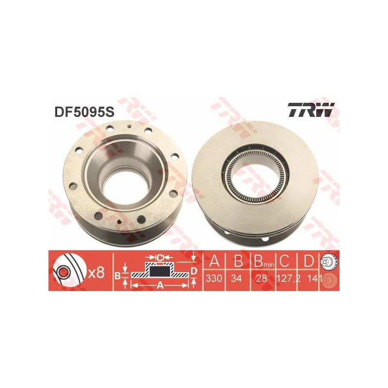 Jeu de 2 disques de frein avant TRW DF5095S