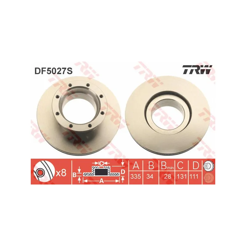 Jeu de 2 disques de frein arrière TRW DF5027S