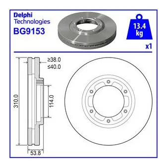 Jeu de 2 disques de frein avant DELPHI