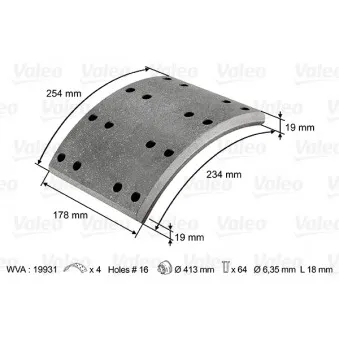 Kit de garnitures de frein, frein à tambour VALEO 124027