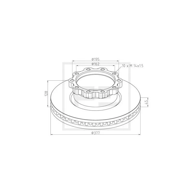 Jeu de 2 disques de frein avant PE Automotive 036.117-00A