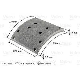 Kit de garnitures de frein, frein à tambour VALEO 219800