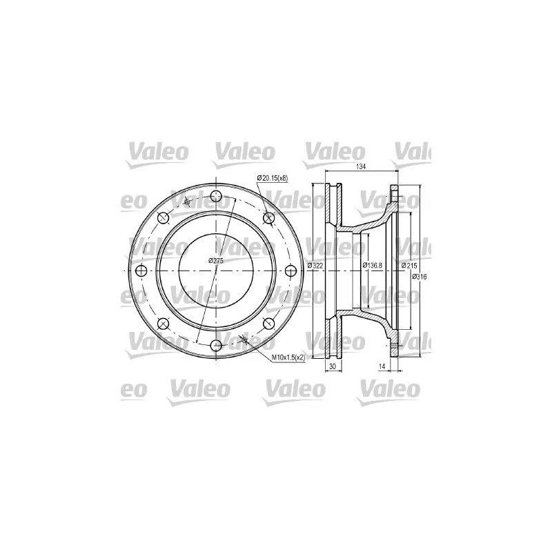 Jeu de 2 disques de frein avant VALEO 187060