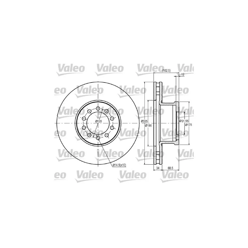 Jeu de 2 disques de frein avant VALEO 187043