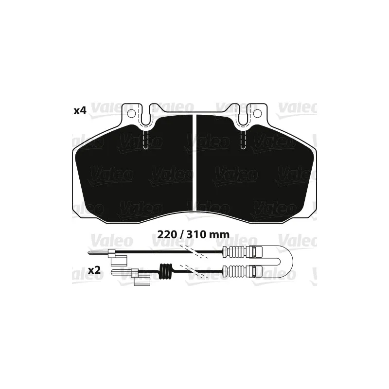 Jeu de 4 plaquettes de frein arrière VALEO 882239