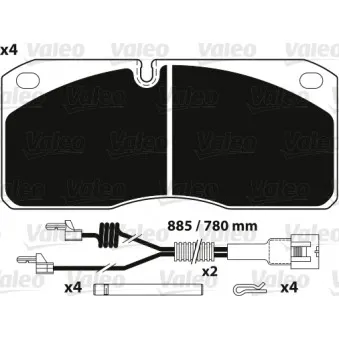 Jeu de 4 plaquettes de frein avant VALEO