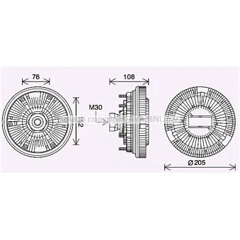 Embrayage, ventilateur de radiateur AVA QUALITY COOLING DFC080