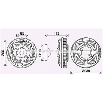 Embrayage, ventilateur de radiateur AVA QUALITY COOLING DFC081