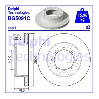 Jeu de 2 disques de frein arrière DELPHI