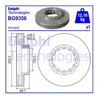 Jeu de 2 disques de frein arrière DELPHI