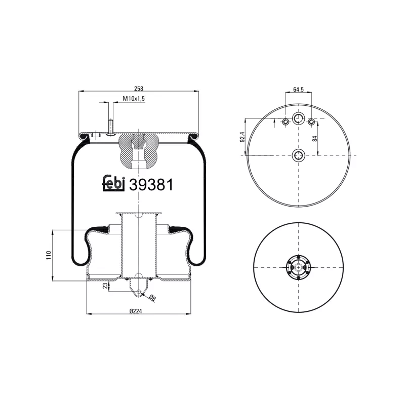 Soufflet à air, suspension pneumatique FEBI BILSTEIN 39381