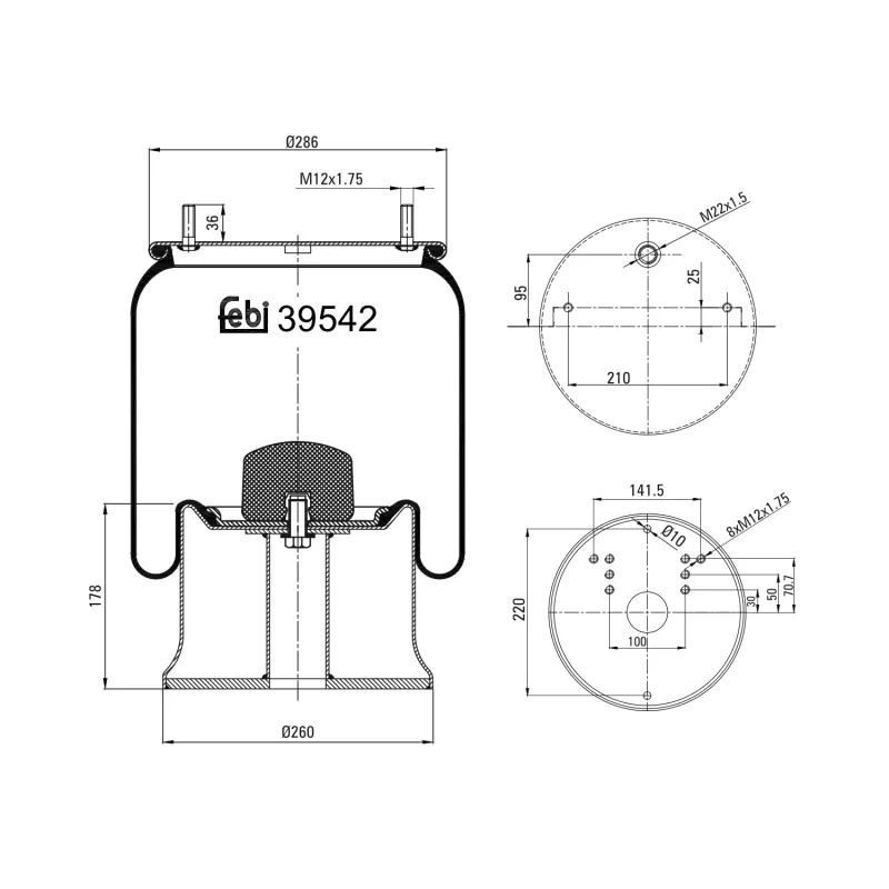 Soufflet à air, suspension pneumatique FEBI BILSTEIN 39542
