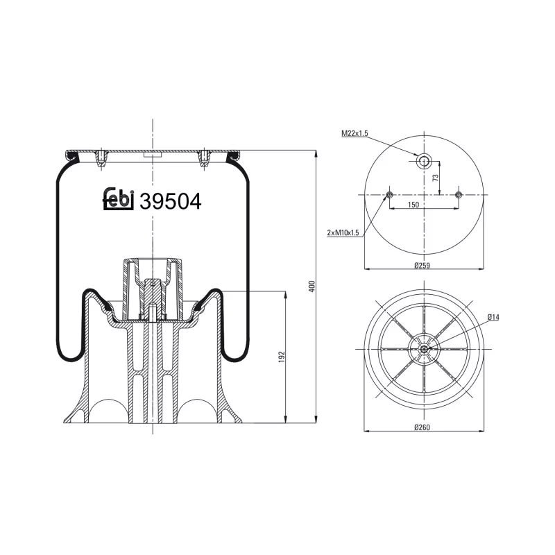 Soufflet à air, suspension pneumatique FEBI BILSTEIN 39504