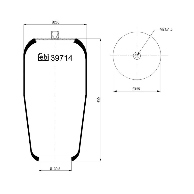 Soufflet à air, suspension pneumatique FEBI BILSTEIN 39714