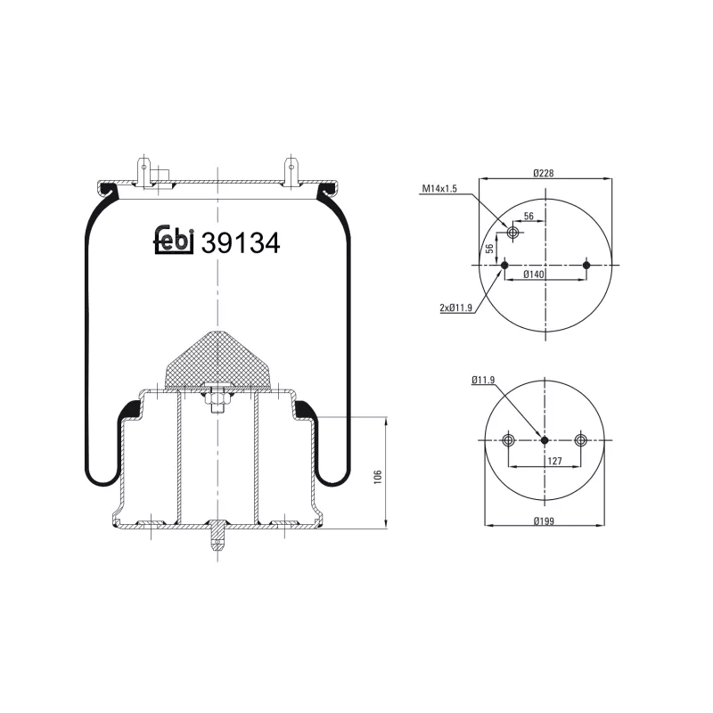 Soufflet à air, suspension pneumatique FEBI BILSTEIN 39134