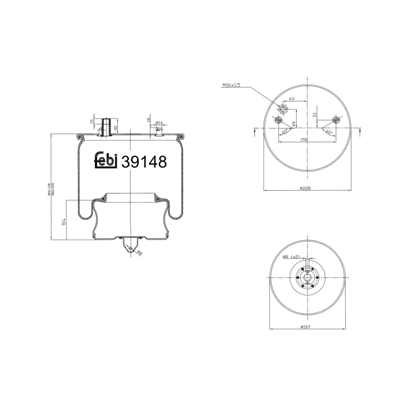 Soufflet à air, suspension pneumatique FEBI BILSTEIN 39148