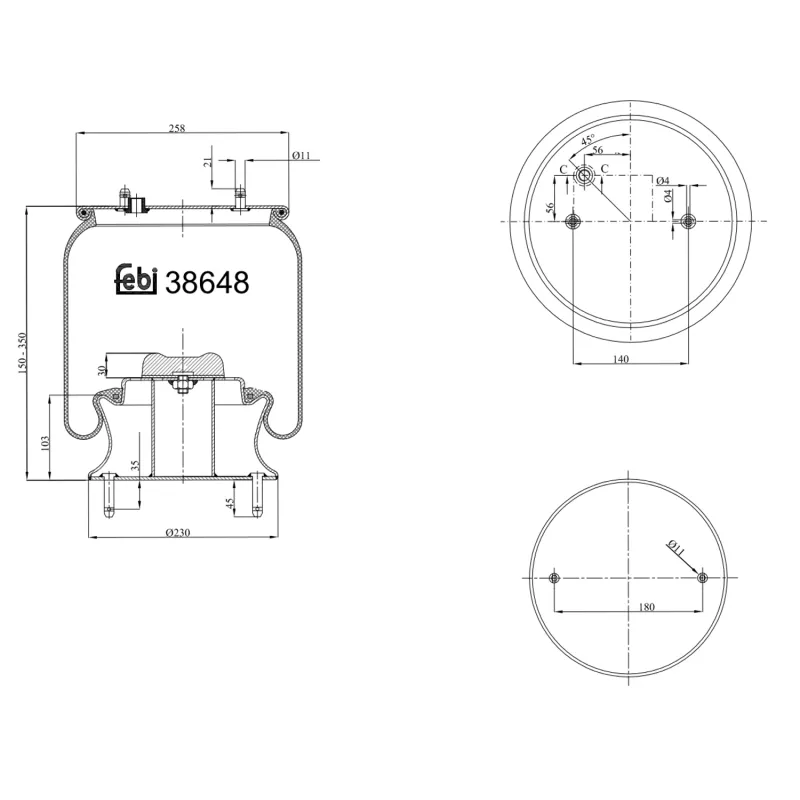 Soufflet à air, suspension pneumatique FEBI BILSTEIN 38648