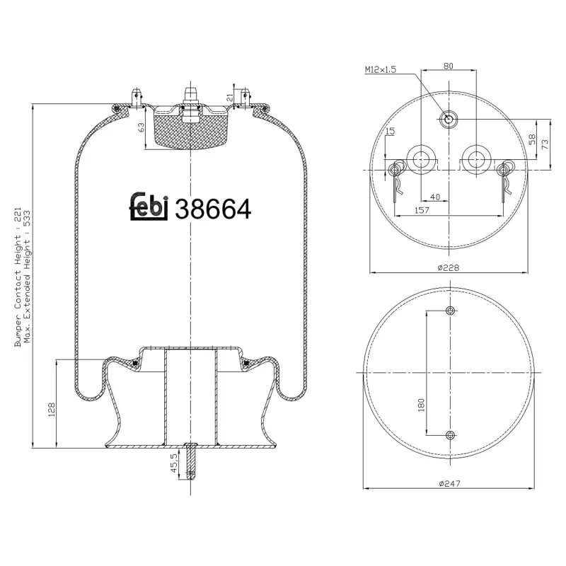 Soufflet à air, suspension pneumatique FEBI BILSTEIN 38664