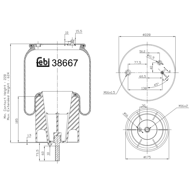 Soufflet à air, suspension pneumatique FEBI BILSTEIN 38667