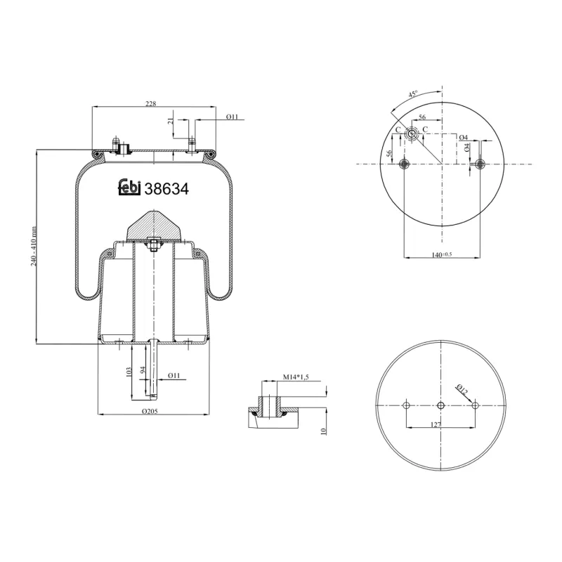 Soufflet à air, suspension pneumatique FEBI BILSTEIN 38634