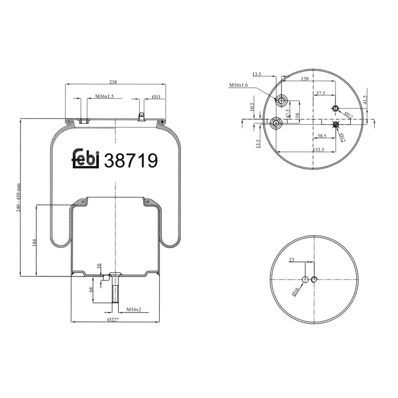 Soufflet à air, suspension pneumatique FEBI BILSTEIN 38719