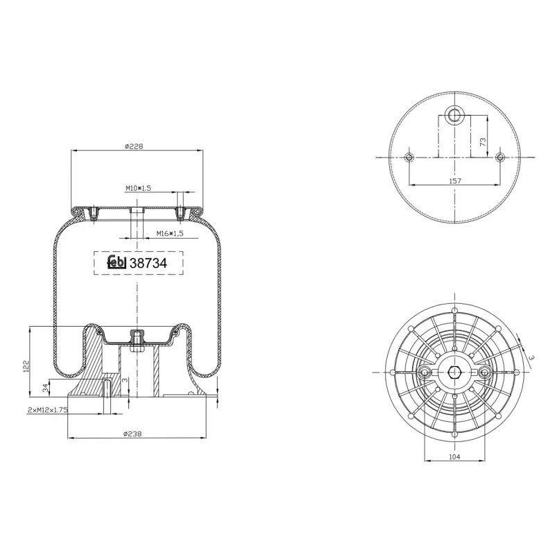 Soufflet à air, suspension pneumatique FEBI BILSTEIN 38734