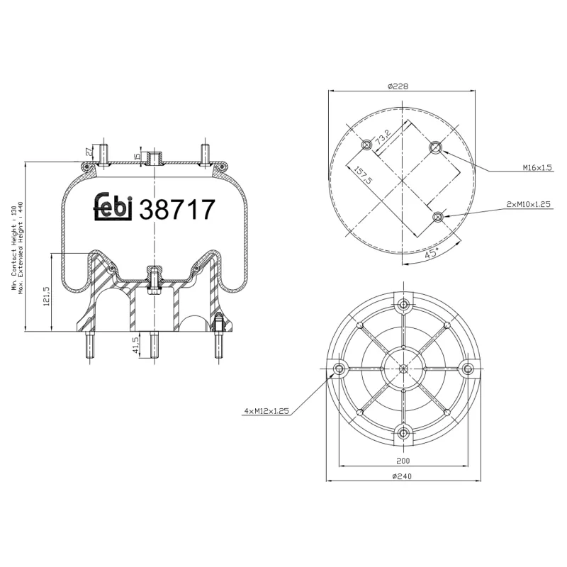 Soufflet à air, suspension pneumatique FEBI BILSTEIN 38717