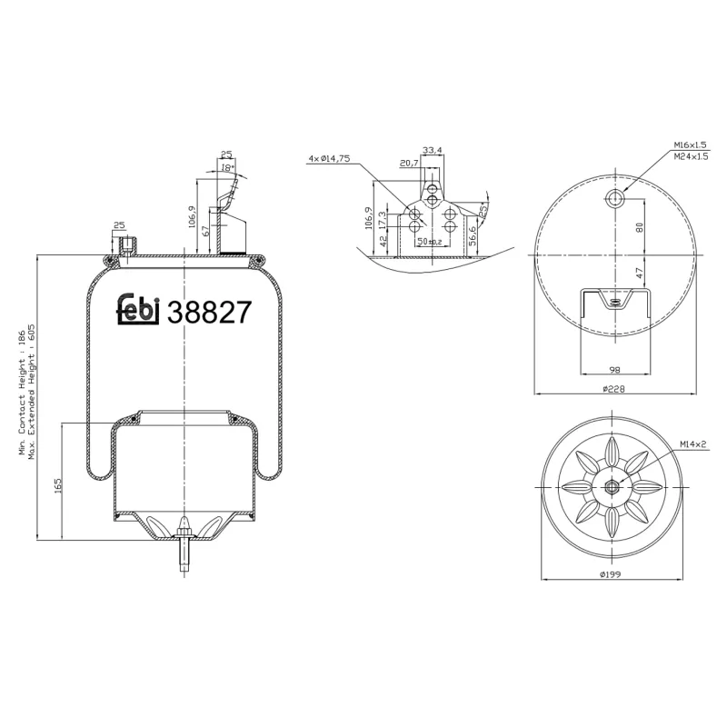 Soufflet à air, suspension pneumatique FEBI BILSTEIN 38827