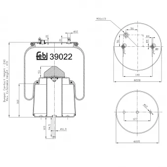 Soufflet à air, suspension pneumatique FEBI BILSTEIN