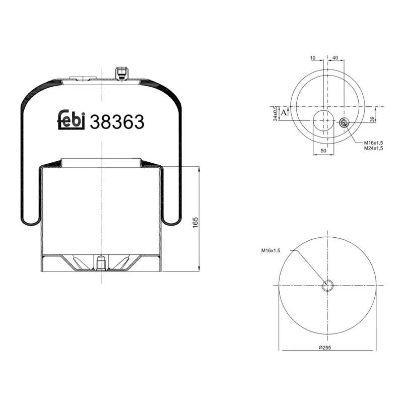 Soufflet à air, suspension pneumatique FEBI BILSTEIN 38363