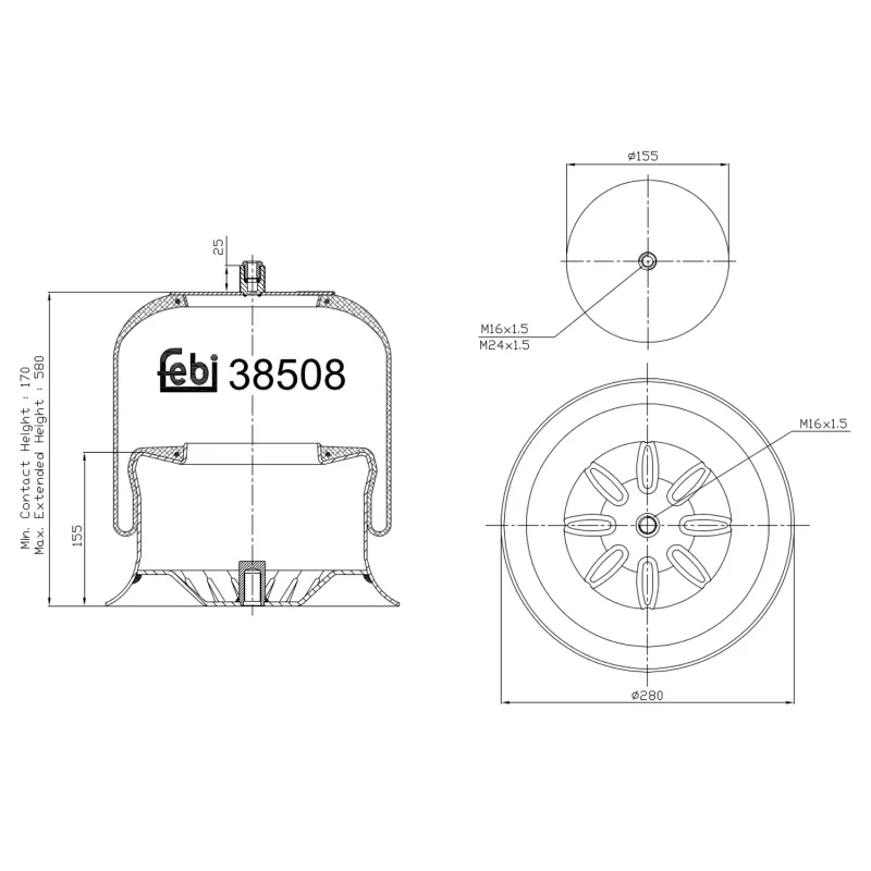 Soufflet à air, suspension pneumatique FEBI BILSTEIN 38508