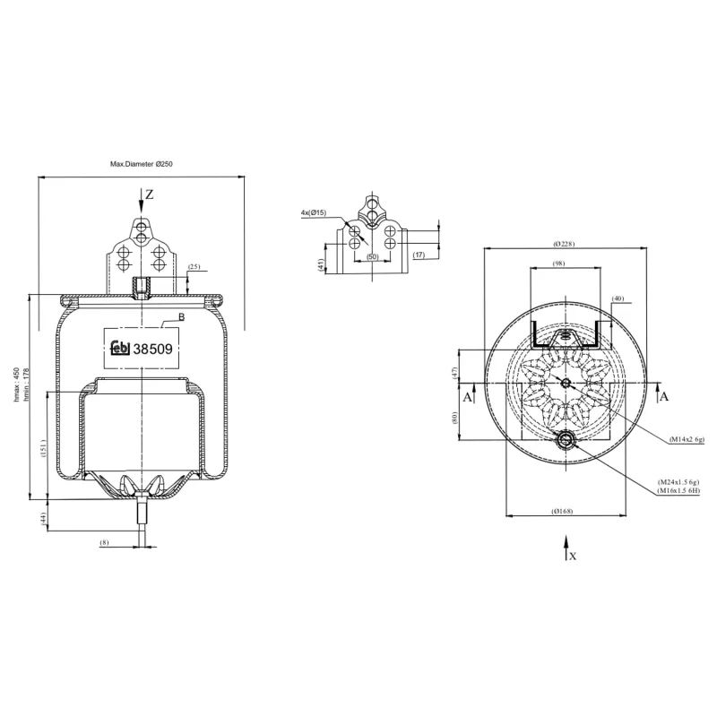 Soufflet à air, suspension pneumatique FEBI BILSTEIN 38509