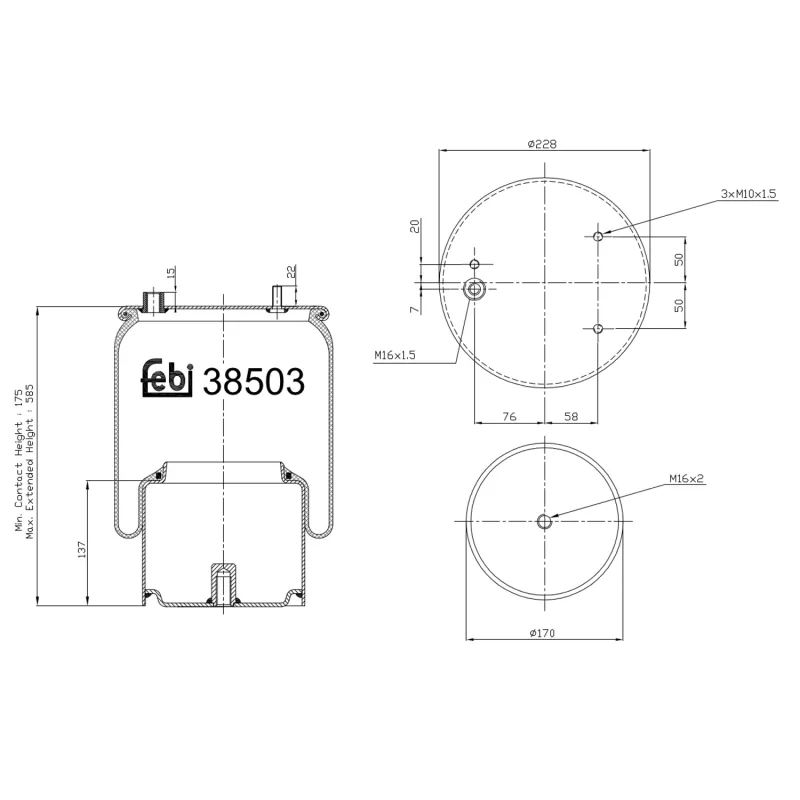 Soufflet à air, suspension pneumatique FEBI BILSTEIN 38503