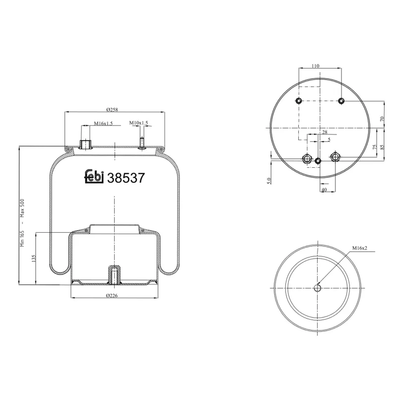 Soufflet à air, suspension pneumatique FEBI BILSTEIN 38537