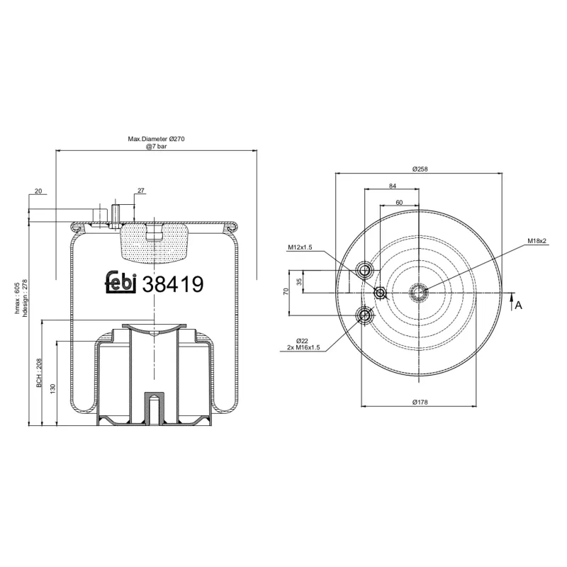 Soufflet à air, suspension pneumatique FEBI BILSTEIN 38419